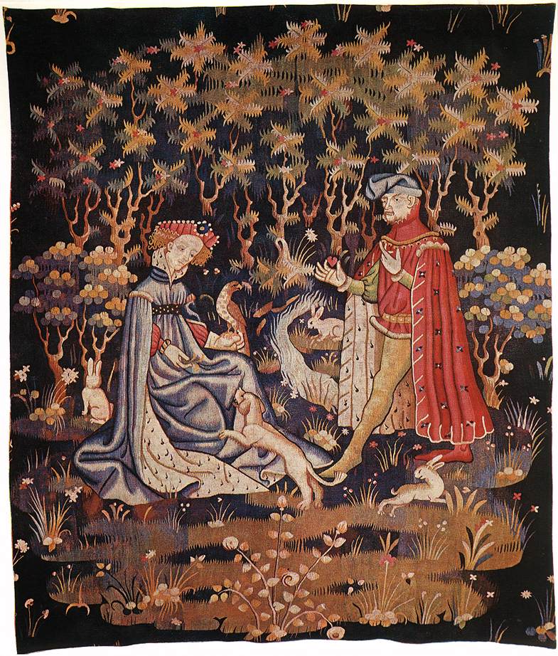 La tapisserie de l'Offrande du coeur, Arras, vers 1400-1410, conservee au musee du Louvre