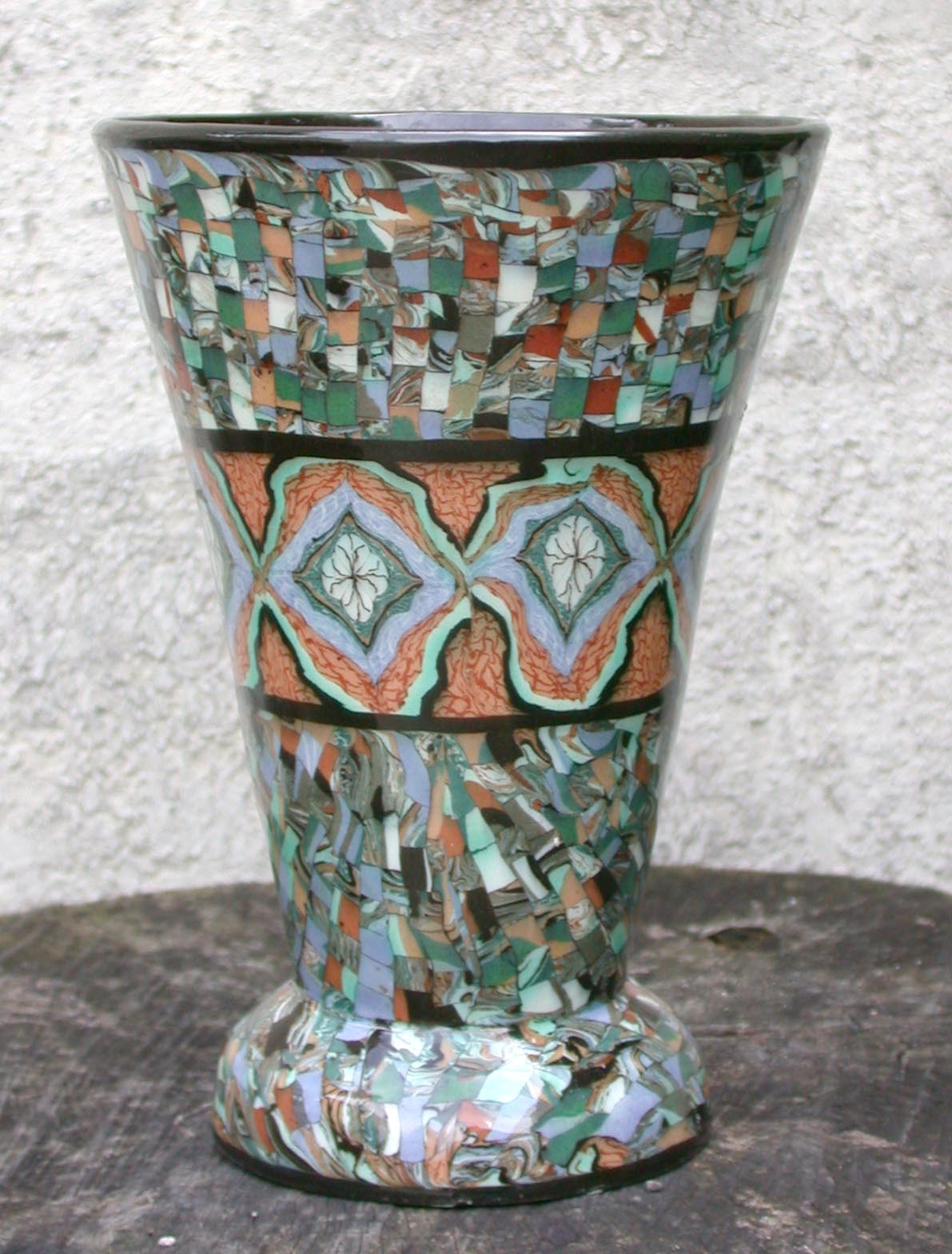 Vase en ceramique de Vallauris, technique de mosaique de Gerbino